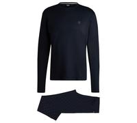 BOSS Mens Relax Long Set Interlock-Cotton Pyjamas with Double B Monograms