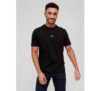 BOSS Mens Relaxed Fit Centre Logo T-Shirt, Black, Size S, Men Black