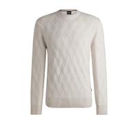 Boss Mens Ribbed Collar Crew Neck Long Sleeve Sweater in Open White - Size X-Large