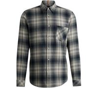 Boss Mens Rickert Long Sleeve Cotton Check Shirt Open Grey New RRP £99