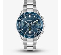 BOSS Mens Runner Stainless Steel & Blue Chronograph Watch