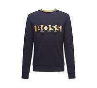 BOSS Men's Salbo 1 Cotton Blend Sweatshirt with Three-Dimensional Logo Embroidery, Black 1, L