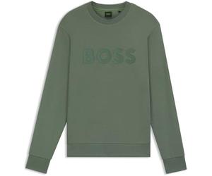 BOSS Men's Salbo Stretch Cotton Sandwich Logo Sweatshirt, Open Green, XXL
