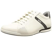 BOSS Mens Saturn Lowp Leather Trainers with Odour-Control Lining Size 9 White