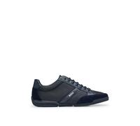 BOSS Mens Saturn Lowp Mixed-Material Trainers with Suede and Faux Leather Size 12 Dark Blue