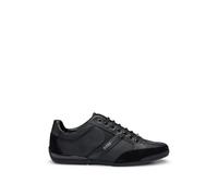 BOSS Mens Saturn Lowp Mixed-Material Trainers with Suede and Faux Leather Size 6 Black