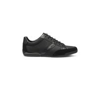 BOSS Mens Saturn Lowp Mixed-Material Trainers with Suede and Faux Leather Size 8 Black