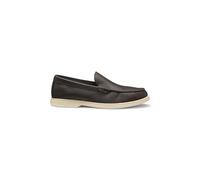 BOSS Mens Sienne Mocc Tumbled-Leather Moccasins with Logo Detail Size 8