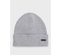 BOSS Mens Silver Fati Logo Plaque Beanie