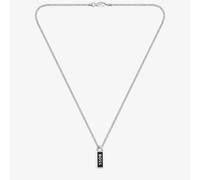 BOSS Mens Silver Kassy Emblem Logo Tag Necklace 1580677