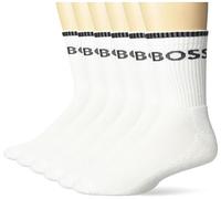 BOSS Men's Six Pack Quarter Length Socks with Banded Branding Logo, Clean White, 39-47 EU