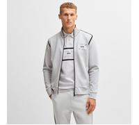 Boss Mens Skaz Tape Full-Zip Sweatshirt in Grey Cotton - Size Large
