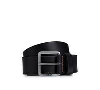 BOSS Men's Smooth Leather Belt with Brushed Effect Buckle, Black, US 42 / EU 110