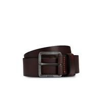 BOSS Men's Smooth Leather Belt with Brushed Effect Buckle, Rich Brown, 34