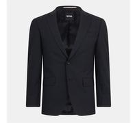 Boss Mens Solid Patterned Single Button Lapel Collared Suit Jacket in Dark Grey - Size X-Small