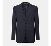 Boss Mens Solid Patterned Single Button Notch Collared Blazer in Dark Grey - Size Large