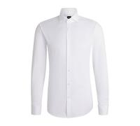 Boss Mens Spread Collar Long Sleeve Slim Fit Oxford Shirt in White - Size 16 inch