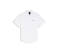 BOSS Mens ST Motion S Regular-fit Shirt in Wrinkle-Resistant Cotton Jersey White