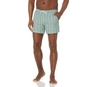BOSS Men's Swim Trunk with Small Logo, Earth Green/Light Plaid Alabaster, S