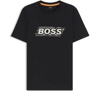 Boss Mens T-Shirt TE Wheel Distressed Logo Print Crew Neck BOSS Tee in Black