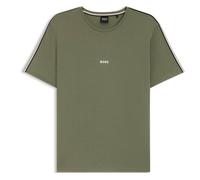 Boss Mens T-Shirt Unique Stretch BOSS Logo Branded Crew Neck Cotton Tee in Green