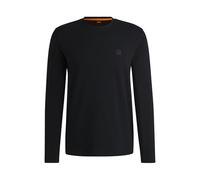 BOSS Mens Tacks Long-Sleeved T-Shirt in Cotton with Woven Logo Patch Black