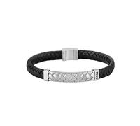 BOSS Black braided-leather cuff with herringbone hardware - Style TAILORED, HB1580674 Black M