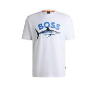 BOSS Mens Te Bossfish Cotton-Jersey T-Shirt with Photo Print