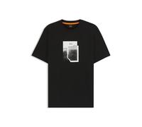BOSS Mens Te brokenice Cotton-Jersey T-Shirt with Printed Artwork Black