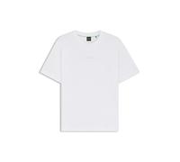 BOSS Mens Tee 10 Tonal-Logo T-Shirt in Cotton Jersey White