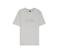 BOSS Mens Tee DropNeedle Cotton-Jersey T-Shirt with Double Logo Artwork