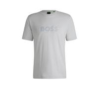 BOSS Mens Tee DropNeedle Cotton-Jersey T-Shirt with Double Logo Artwork