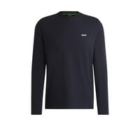 BOSS Mens Tee Long Long-Sleeved T-Shirt in Stretch Cotton with Contrast Logo