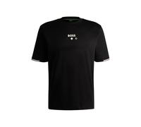 BOSS Mens TEE Open 25 Pima-Cotton T-Shirt with Tennis Ball Graphics Black