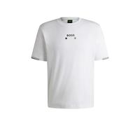 BOSS Mens TEE Open 25 Pima-Cotton T-Shirt with Tennis Ball Graphics White