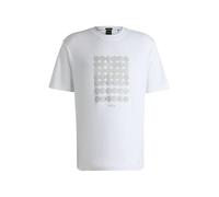 BOSS Interlock-cotton T-shirt with circle artwork - Style Tee Print Striped C, 50537845 White L