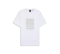 BOSS Interlock-cotton T-shirt with circle artwork - Style Tee Print Striped C, 50537845 White L