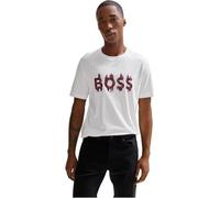 BOSS Mens Tee Stretch-Cotton Regular-fit T-Shirt with Contrast Logo