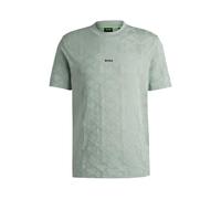 BOSS Relaxed-fit T-shirt in cotton with circle jacquard - Style Tee Striped C, 50538184 Light Green XXL