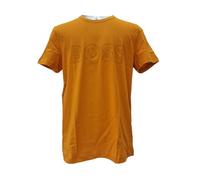 BOSS Men's Teebo Logo Printed Jersey T-Shirt Top (UK, Alpha, M, Regular, Regular, Dark Yellow)