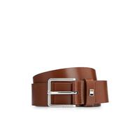 BOSS Mens Ther-Flag-E Sz35 Italian-leather belt with signature-stripe keeper trim