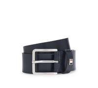 BOSS Mens Ther-Flag-E Sz35 Italian-leather belt with signature-stripe keeper trim