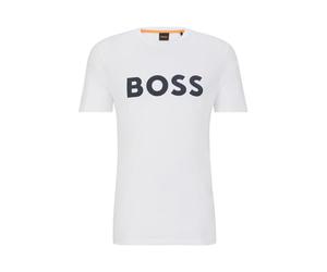 BOSS Mens Thinking 1 Cotton-Jersey T-Shirt with Rubber-Print Logo