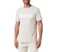BOSS Mens Thinking 1 T-Shirt Signature Logo Short Sleeve Light Beige S