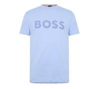 BOSS Mens Thinking 1 T-Shirt Signature Logo Short Sleeve Open Blue M