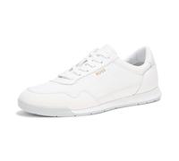 BOSS Men's Titanium Low Profile Leather Sneaker Boot, White Bone, 6 UK