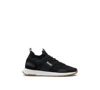 BOSS Mens Titanium Runn TTNM EVO Suede-Trim Trainers in a Sock Style Size 10 Dark Grey