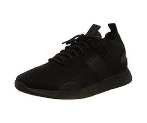 BOSS Mens Titanium Runn TTNM EVO Suede-Trim Trainers in a Sock Style Size 5 Black