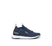 BOSS Mens Titanium Runn TTNM EVO Suede-Trim Trainers in a Sock Style Size 9 Dark Blue