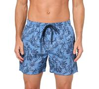 BOSS Men's Tropical Print Swim Trunks, Light Blue Palm Leaf, XL